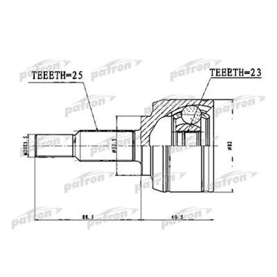 Фото №0 Patron ШРУС наружный Renault Megane 3/ Fluence шлицы 25*23 Patron PCV1767