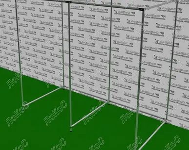 фото Примерочная стационарная, 2-х секционная, 6 опор 2000х1000х1000мм, хром, без штор