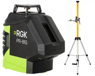фото Комплект: лазерный уровень RGK PR-81G с калибровкой + штанга-упор RGK CG-2