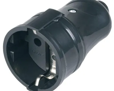 фото Розетка разборная РПп10-02-Ст 16А прямая с заземл. черн. ИЭК ERP10-16-01-K02