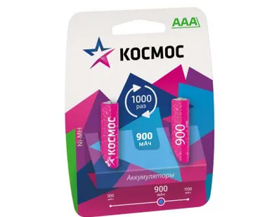 фото Аккумулятор R03 NI-MN 900мА.ч BP-2 (блист.2шт) Космос KOCR03NIMH(900MAH)