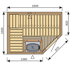 Фото №1 Сауна Harvia Variant S2015R (угловая правая, 1945х1505 мм, без печи, интерьер Formula из термо осины)