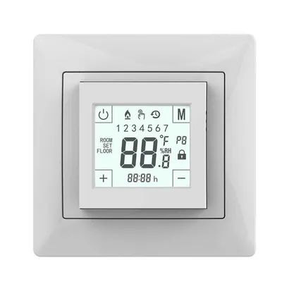 Фото №0 Термостат прогр. W225 сенс. дисплей датчик пола 3.6кВт 16А бел. (в компл. переходник для рамок Unica/Glossa/Etika) Grand Meyer W225