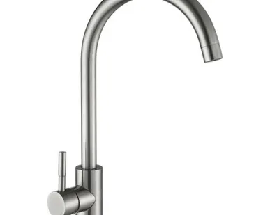 фото смеситель для кухни GOLDEN FOX Lomond нержавейка сатин