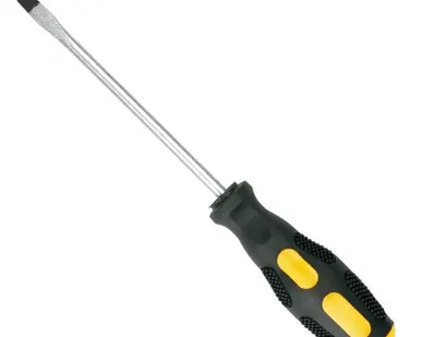 фото Отвертка плоская шлицевая 3.0 х 75мм черно-желтая ручка CrV TopTools