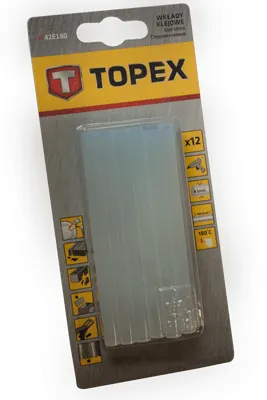 Фото №0 Стержни TOPEX клеевые,11 х 250мм, прозрачные, 12шт