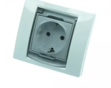 фото Розетка 1-м UNICA TOP с/з з/ш с кр. белый