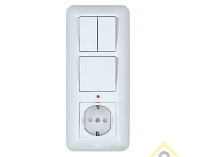 фото Розетка и выключатель в одном корпусе (2кл выкл+1кл выкл+роз с заземл) Прима