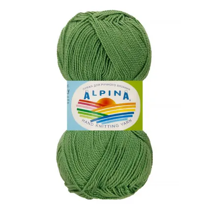 Фото №0 Пряжа ALPINA "HOLLY" 100% мерсеризованный хлопок 50 г 200 м №099 зеленый