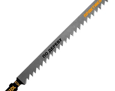 фото Пилки для лобзика по дереву для прямых пропилов Практика T301DL 8-85 мм