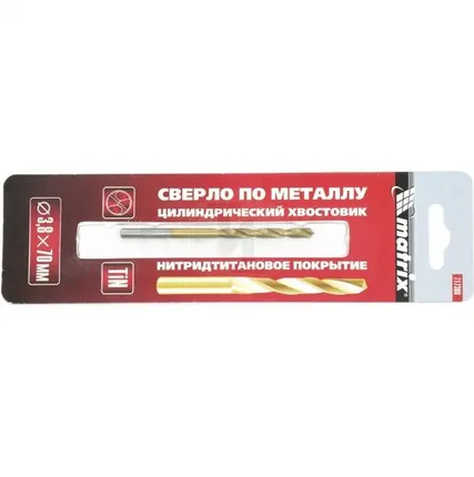 Фото №0 Сверло по металлу, 8 мм, HSS, нитридтитановое покрытие,цилиндрический хвостовик// Matrix