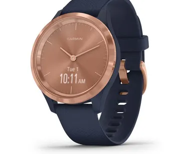 фото Часы Garmin Vivomove 3S розовое золото циферблат с темно-синим ремешком