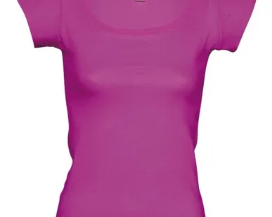 фото Футболка женская MELROSE 150 с глубоким вырезом, ярко-розовая (фуксия)