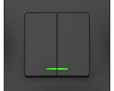 фото Выключатель 2-кл. СП Blanca 10А IP20 (сх. 5) 250В с подсветкой антрацит SchE BLNVS010516