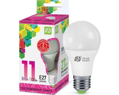 фото Лампа светодиодная LED-A60-standard 11Вт грушевидная 230В E27 6500К 990Лм ASD 4690612014197