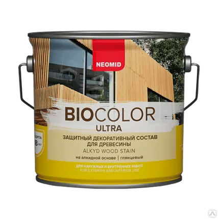 Фото №0 Пропитка защитная декоративная для древесины NEOMID BIO COLOR Ultra 2,7 л дуб