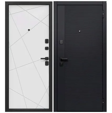 Фото №0 Дверь входная Гарда Черный Кварц 7,5см (Ferroni) МДФ/МДФ, Сатин черный/Сатин белый 2050х960мм, ПРАВАЯ