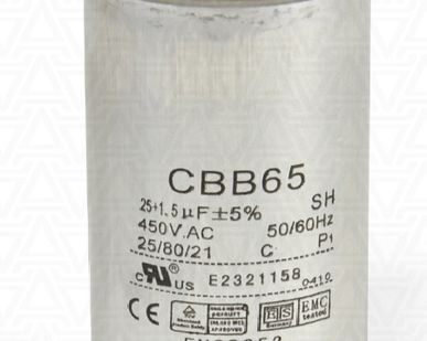 фото КОНДЕНСАТОР ПУСКОВОЙ, РАБОЧИЙ CBB65 МЕТАЛЛ 55+2,5 МКФ