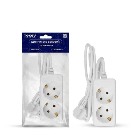 Фото №0 Удлинитель 2х5м с заземл. 16А 3х1 TOKOV ELECTRIC TKE-C01-BU2-5-1-Z