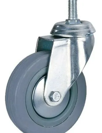 Фото №0 Колесо мебельное TECH-KREP Колесная опора поворотнаяTech-Krep D50 полипропиленовая, серая резина, с резьбой М10 127460/151198