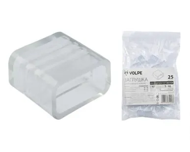 фото Зажим (заглушка) для ленты UCW-Q220 K10 CLEAR 025 POLYBAG Изолирующий зажим (заглушка) для светодиодной ленты 3528/2835, 10 мм, цвет прозрачный, 25 штук в пакете