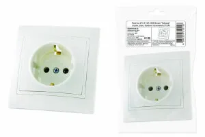 фото Розетка 2П+З 16А 250В белая "Таймыр" (пром. упак., бакелит. основание) TDM