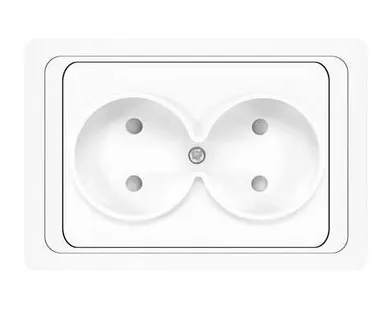 фото Розетка 2-м СП Валери 16А IP20 защ. шторки бел. Universal В0102x