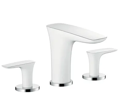 фото Смеситель для раковины на 3 отверстия Hansgrohe PuraVida белый/хром 15073400