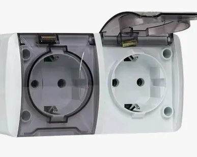 фото Владивосток Розетка 2-местная 16А с заземлением с прозрачной крышкой IP54 EKF