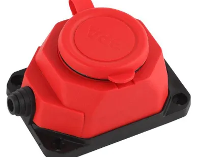 фото Колодка 1-м с заземл. 16А IP44 K-1e-RED-IP44 каучук красн. Эра Б0044550