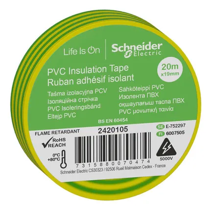 Фото №0 Изолента ПВХ 19мм (рул.20м) желт./зел. SchE IMT38205