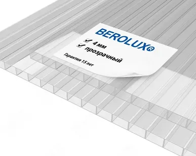 фото Поликарбонат 2100х6000х4мм (прозрачный) Berolux 0,7кг/м2