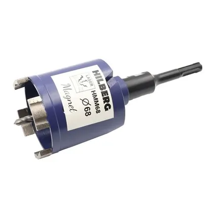 Фото №0 Коронка по бетону 68 мм алмазная в сборе, хвост.SDS+, Hilberg Laser Magnet
