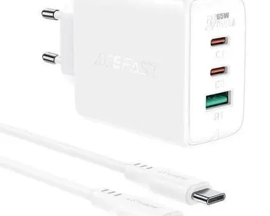 фото Сетевое з/у ACEFAST A13 PD65W USB-C+USB-C+USB-A 3-port charger set EU Цвет: белый