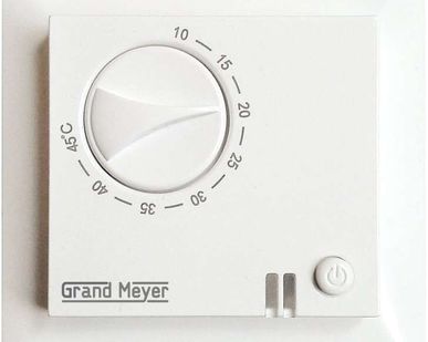 фото Термостат мех. GM-109 датчик пола 3.6кВт 16А бел. (с возможн. установкой в рамку Legrand серии Valena) Grand Meyer GM-109