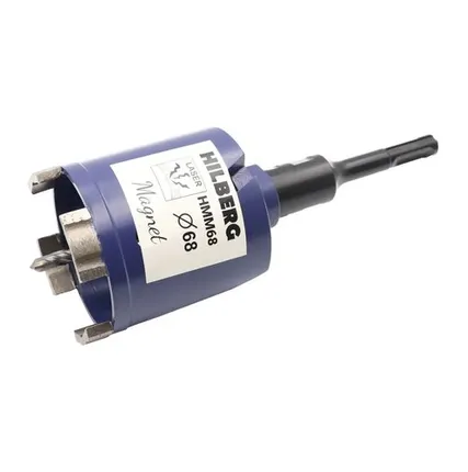 Фото №0 Коронка по бетону 68 мм алмазная в сборе, хвост.SDS+, Hilberg Laser Magnet
