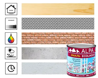 фото Эмаль Alpa Ecolaque для окон и дверей, белая, 0,5 л