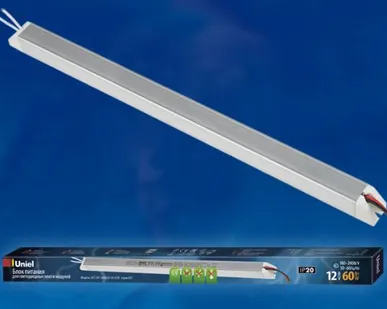 фото Блок питания UET-VAT-060A20 12V IP20 Блок питания ультратонкий, 60Вт. Металлический корпус. TM Uniel