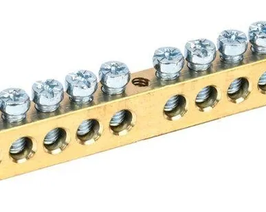 фото Шина PEN "земля-ноль" 8х12мм 14/1 (14групп/крепеж по центру) ИЭК YNN20-14-100