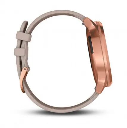 Фото №0 Часы Garmin Vivomove HR Premium розовое золото с бежевым кожаным ремешком