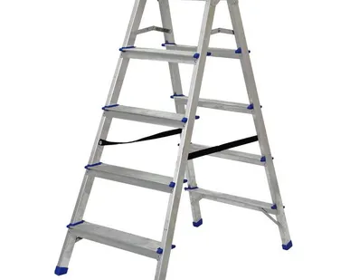 фото TUNDRA Стремянка Доляна алюминиевая двухсторонняя 5 ступеней