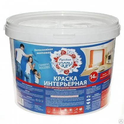 Фото №0 Краска белая интерьерная водно-дисперсионная "Русские узоры"