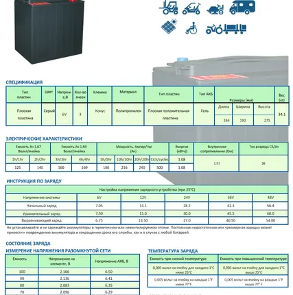 Фото №1 Аккумулятор тяговый NBA 3 GL 6 E (6V / 240Ah)