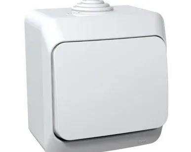 фото Переключатель 1-кл. ОП Этюд 10А IP44 10AX бел. SchE BA10-046B