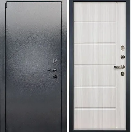 Фото №0 Входная дверь Барк Букле серый-42 Сандал белый