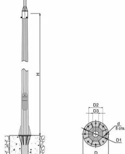 фото Опора несиловая граненая ОНО 9,5 м