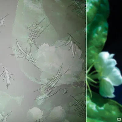 Фото №0 Стекло матовое рифленое Перо бронза/бесцветное