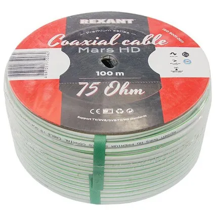 Фото №1 Кабель MARS HD Cu/Al/CuSn (96%) 75Ом Б (уп.100м) Rexant 01-2502