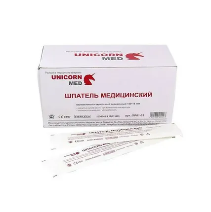 Фото №0 Шпатель деревянный стерильный UNICORN MED, арт.ОР01-61