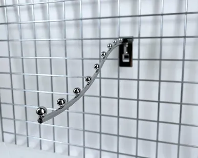 фото Кронштейн на сетку изогнутый 9 шариков d=8мм L=350мм, хром